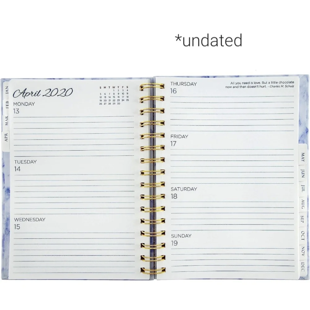 Camoleaf Marble Blue Purple Spiral bound Hardcover Undated Planner